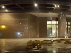 宜兰16级强风　兰城晶英饭店招牌遭吹落